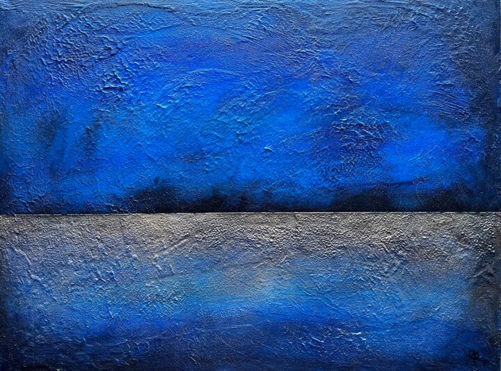 Peinture intitulée "Blue and sand #1" par Richard Monnay, Œuvre d'art originale, Acrylique