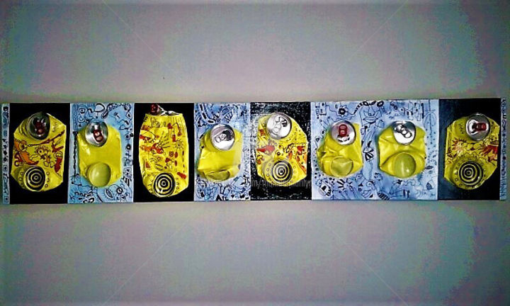 Collages intitulée "TOILE RECYCLEE" par Mirolyn, Œuvre d'art originale, Autre