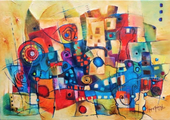 Pintura titulada "" HOLI " Colores De…" por Monokka, Obra de arte original, Oleo