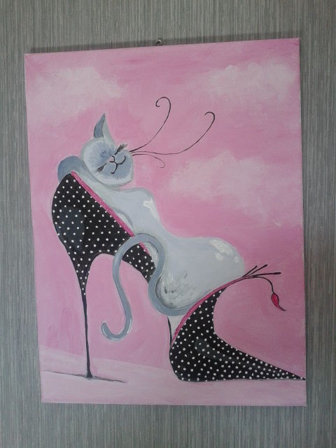 Painting titled "chat3" by Déborah Deledda, Original Artwork