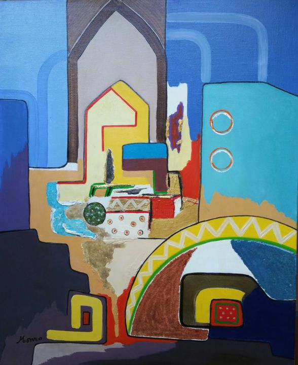 Malerei mit dem Titel "quartier-des-orfevr…" von Monro, Original-Kunstwerk, Öl