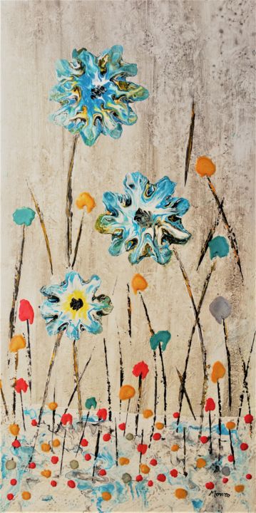 Peinture intitulée "jachere fleurie 1.j…" par Monro, Œuvre d'art originale, Acrylique