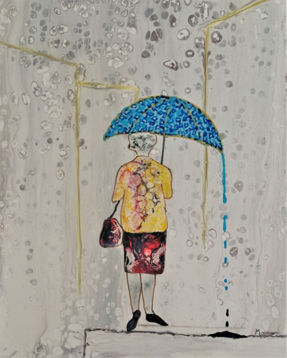 Peinture intitulée "Quand la pluie étai…" par Monro, Œuvre d'art originale, Acrylique