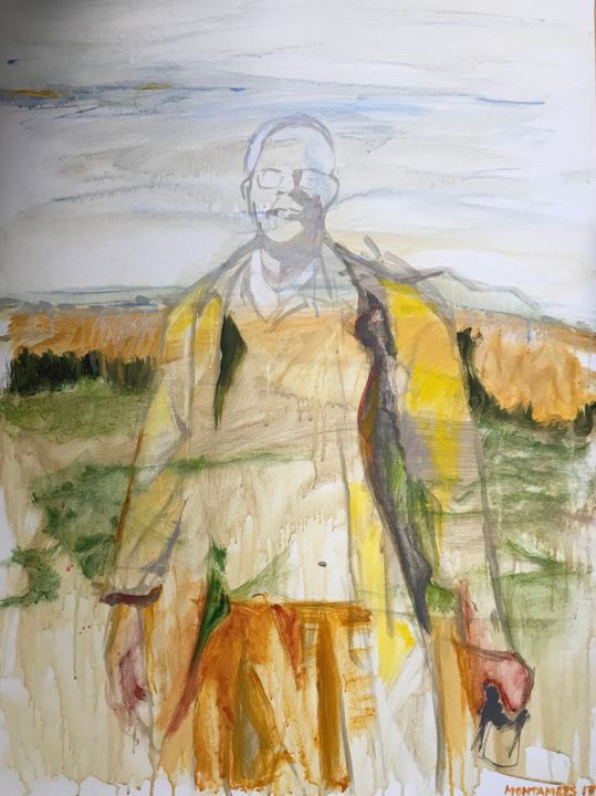 Peinture intitulée "L'homme paysage" par Montamets, Œuvre d'art originale, Acrylique