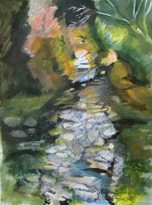 Peinture intitulée "rivière 2" par Montamets, Œuvre d'art originale