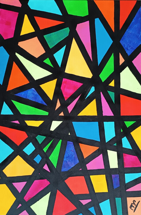 Malerei mit dem Titel "Geometric" von Montse Barberà Pujol, Original-Kunstwerk, Acryl