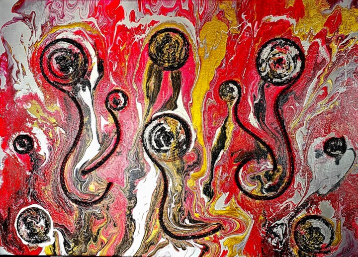 Pintura titulada "Danza de fuego" por Montserrat Garcia Falco, Obra de arte original, Acrílico