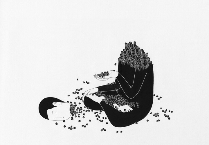 Tekening getiteld "Sans titre" door Moonassi, Origineel Kunstwerk, Inkt