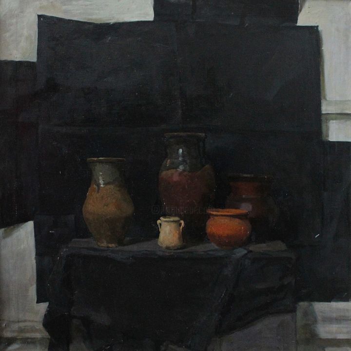 Painting titled "Still life with jugs" by Anna K, Original Artwork, Oil