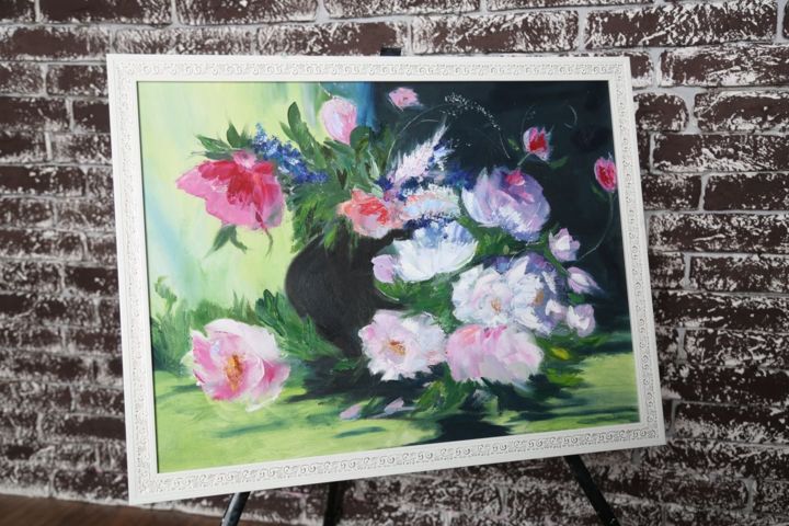 Painting titled "Flowers" by Vsarabi, Original Artwork, Oil