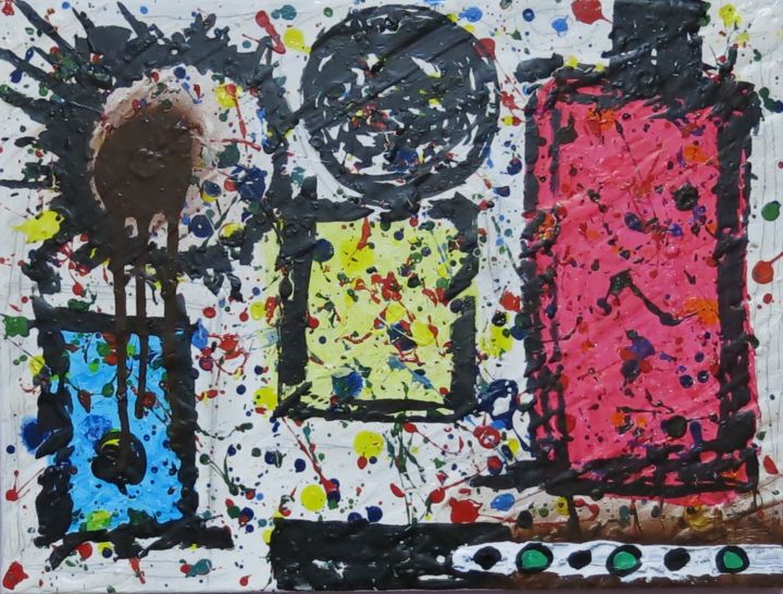 Pittura intitolato "Smurf" da M O R, Opera d'arte originale, Acrilico Montato su Barella di tela