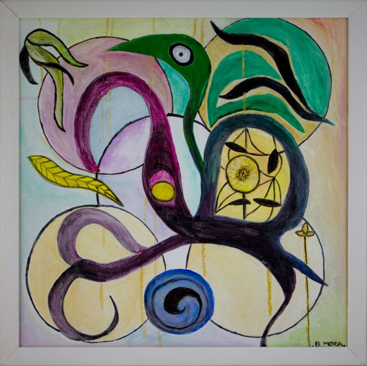 Painting titled "Serpents" by Bernadette Mora, Original Artwork