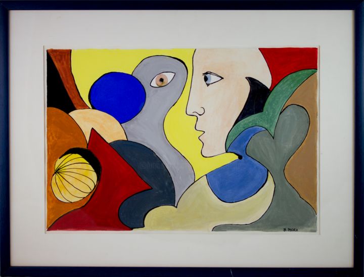 Peinture intitulée "L'homme dans le cha…" par Bernadette Mora, Œuvre d'art originale, Gouache