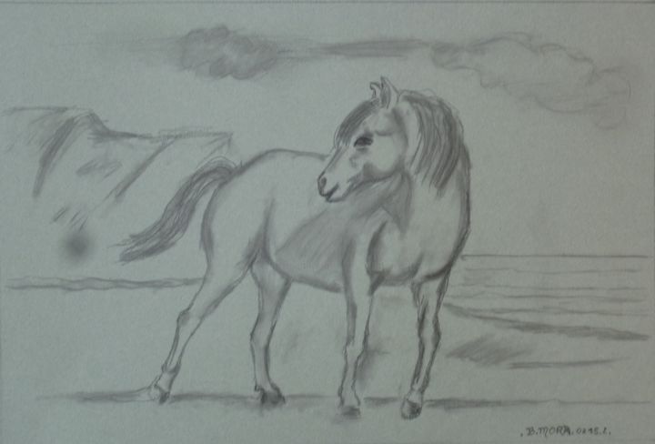 Drawing titled "chevalcrayon15bis.j…" by Bernadette Mora, Original Artwork