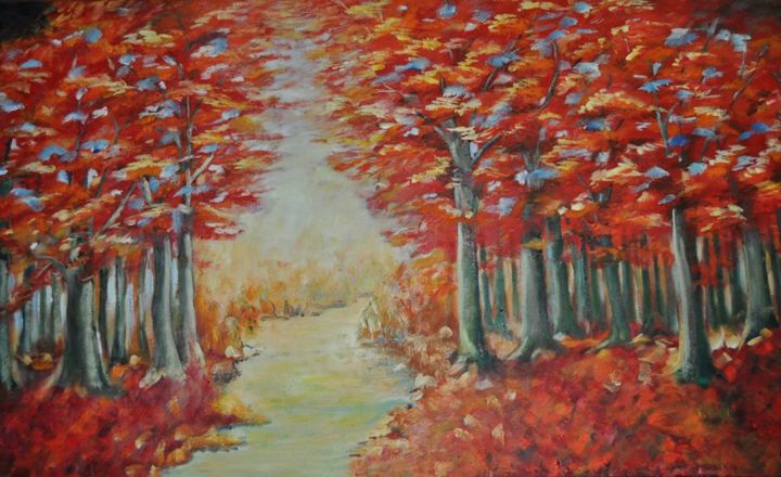 Pintura intitulada "Outono-óleo-sobre-t…" por Morais Da Rocha, Obras de arte originais, Óleo