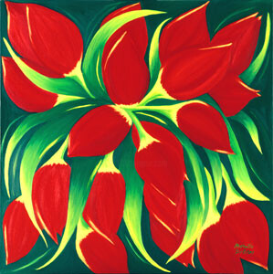 Peinture intitulée "Wild Tulips" par Morcillo Dolores, Œuvre d'art originale