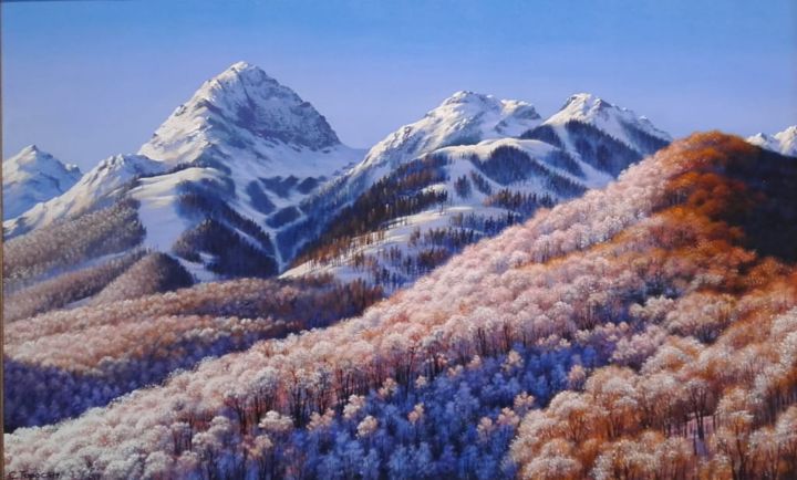 Painting titled "Красная поляна, гор…" by Armus, Original Art, Oil
