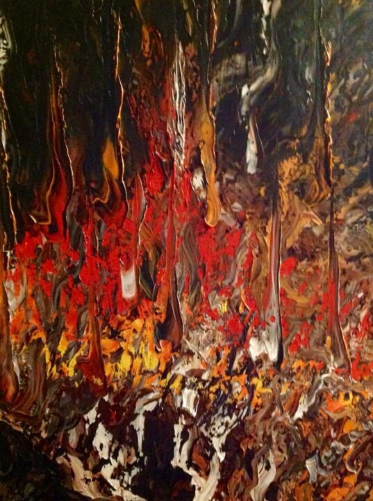 Painting titled "Conflagration" by Moreau Franck Didier, Original Artwork, Oil