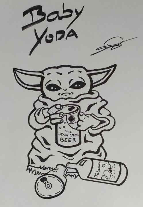 Baby Yoda, Drawing by Nicolas Morel