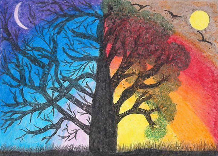 Dessin intitulée "Tree" par Mary Khier, Œuvre d'art originale, Pastel
