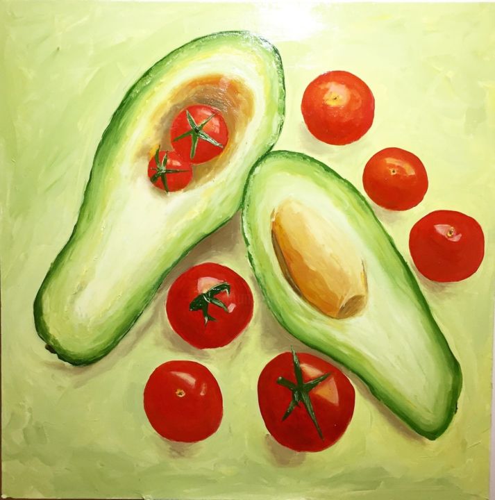 Painting titled "Future guacamole" by Lena Mirar, Original Art, Oil