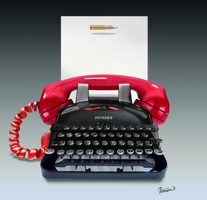 Arts numériques intitulée "Phone Typewriter -…" par Moreno Franco, Œuvre d'art originale, Impression numérique