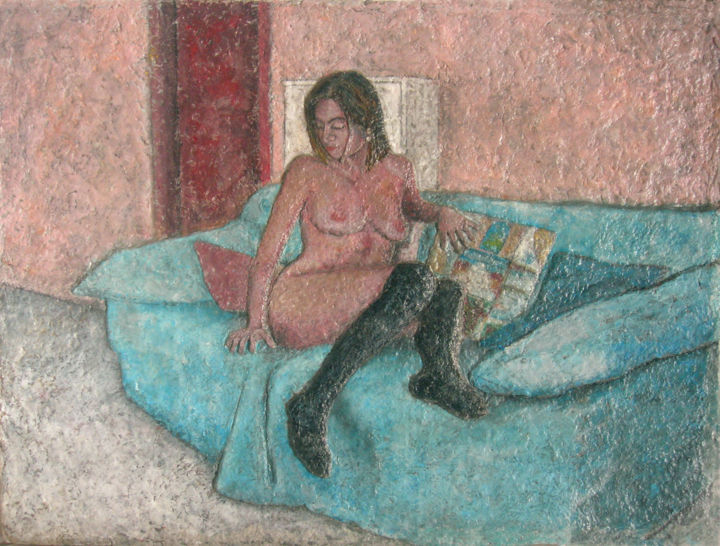 Pittura intitolato "nudo divano" da Walter Moreno Ambrosi, Opera d'arte originale, Acrilico