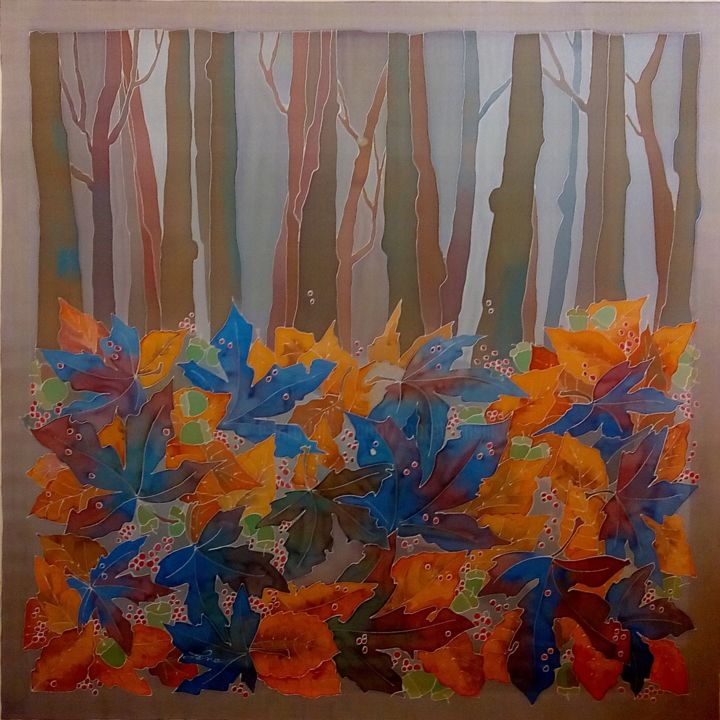 Painting titled "leaves" by Jean & Lene, Original Artwork, Other