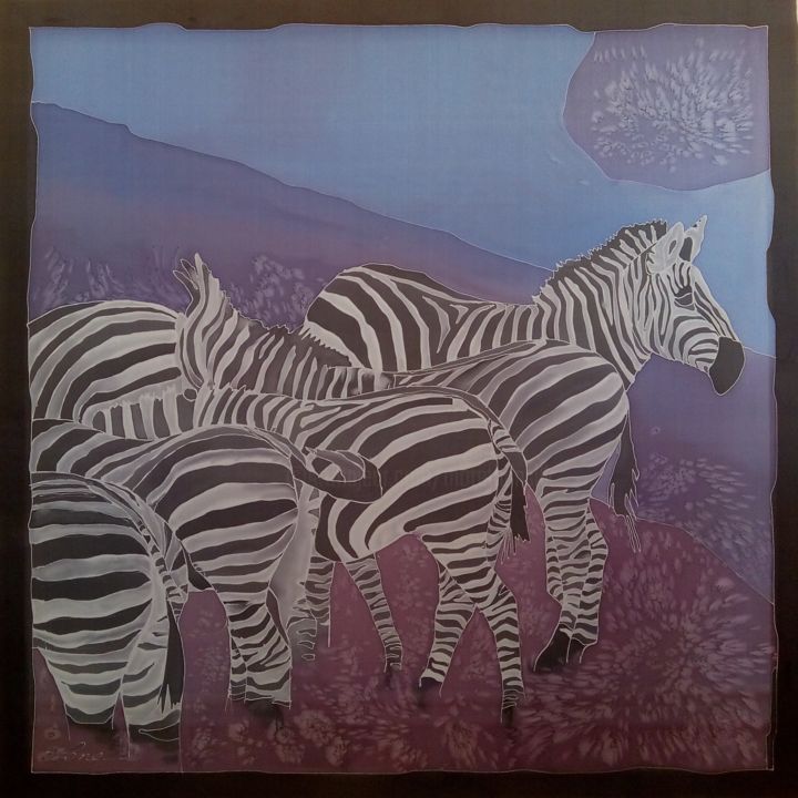 Schilderij getiteld "zebra's" door Jean & Lene, Origineel Kunstwerk, Anders