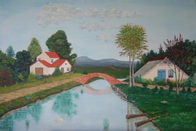 Pittura intitolato "O lago do cisne" da Morgado, Opera d'arte originale