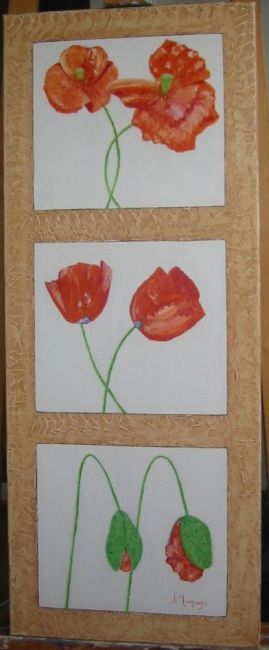 Painting titled "Coquelicots" by Morgado, Original Artwork