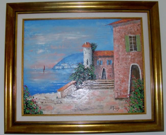 Painting titled "Le chateau (O Caste…" by Morgado, Original Artwork, Oil