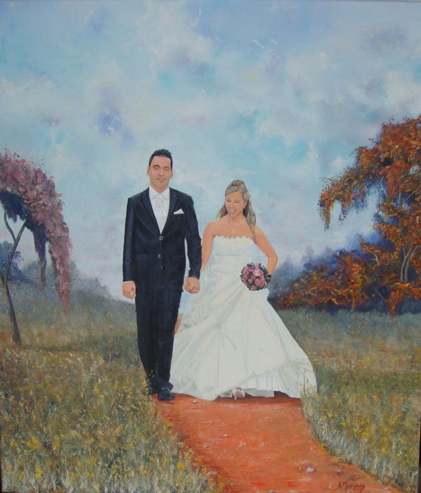 Painting titled "Le mariage" by Morgado, Original Artwork