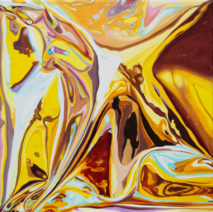 Peinture intitulée "Watergold ll" par Morgan Bisoux, Œuvre d'art originale, Huile Monté sur Châssis en bois