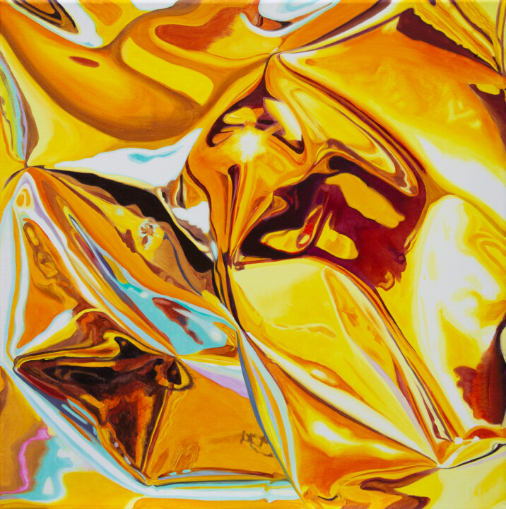 Peinture intitulée "Watergold lll" par Morgan Bisoux, Œuvre d'art originale, Huile Monté sur Châssis en bois