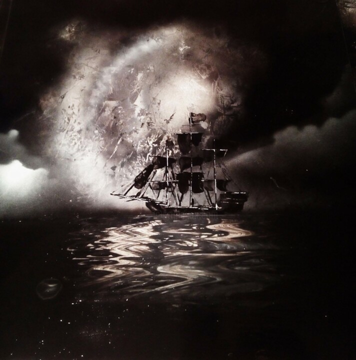 Pittura intitolato "Black Sky" da Morgan Bouton, Opera d'arte originale, Spray