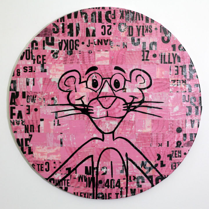 Collages titulada "The Pink Panther &…" por Morgan Paslier, Obra de arte original, Acrílico