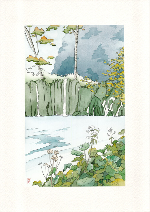 绘画 标题为“Les Cascades de Pli…” 由Morgane L'Eveque, 原创艺术品, 水彩