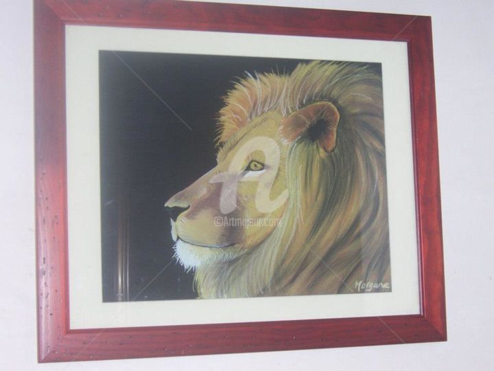 Disegno intitolato "lion" da M. Olivier, Opera d'arte originale, Pastello