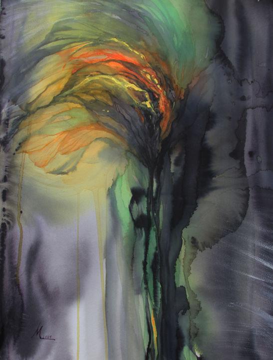 Картина под названием "замороженный цветок" - Ирина Моргунова, Подлинное произведение искусства, Акварель