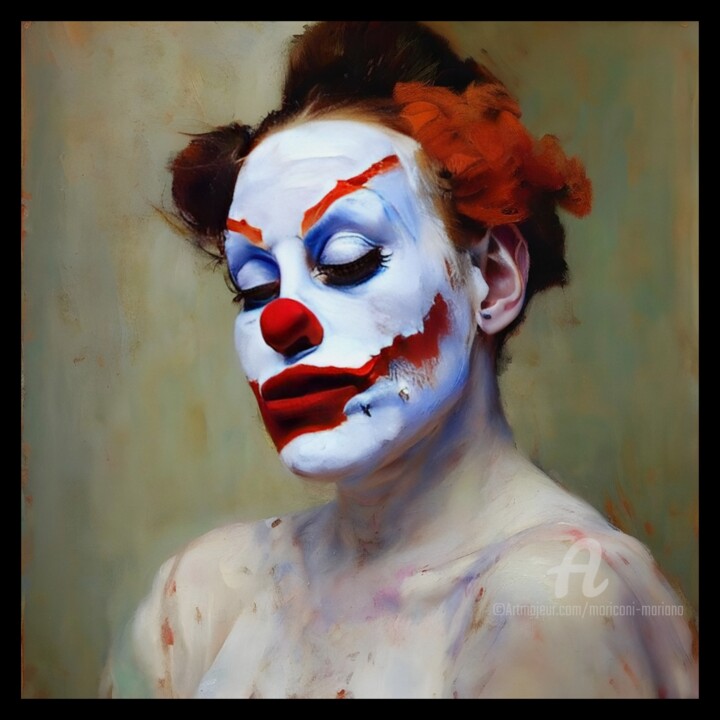 Arte digitale intitolato "Clown1" da Mariano Moriconi, Opera d'arte originale, Immagine generata dall'IA