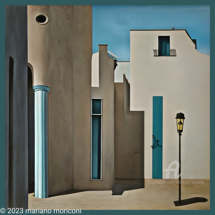 Digital Arts titled "Piazza1" by Mariano Moriconi, Original Artwork, AI generated image Mounted on Wood Stretcher frame