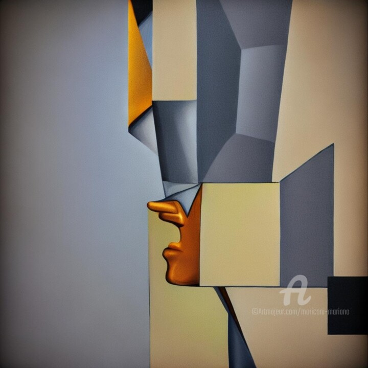 「A2」というタイトルのデジタルアーツ Mariano Moriconiによって, オリジナルのアートワーク, AI生成画像 ウッドストレッチャーフレームにマウント