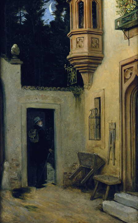 Malerei mit dem Titel "Adieu à l'aube" von Moritz Von Schwind, Original-Kunstwerk, Öl