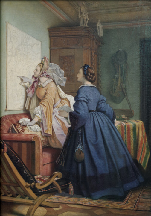 Malerei mit dem Titel "La visite" von Moritz Von Schwind, Original-Kunstwerk, Öl