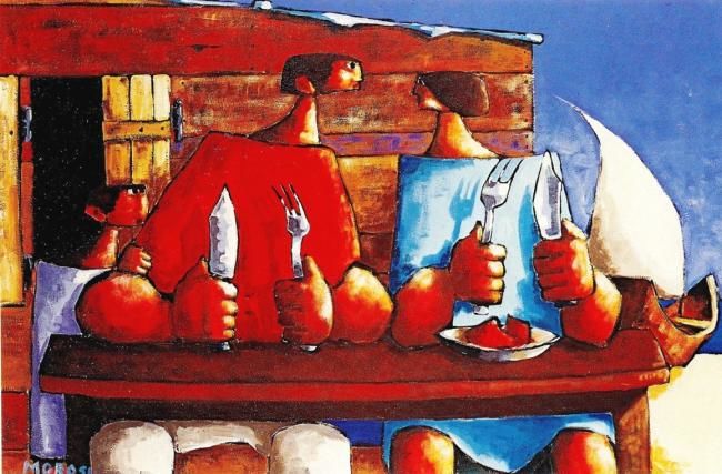「Morosi Luciano - Na…」というタイトルの絵画 Luciano Morosi 1930 - 1994によって, オリジナルのアートワーク, オイル