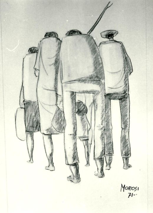 Disegno intitolato "Schizzo a matita" da Luciano Morosi 1930 - 1994, Opera d'arte originale, Matita