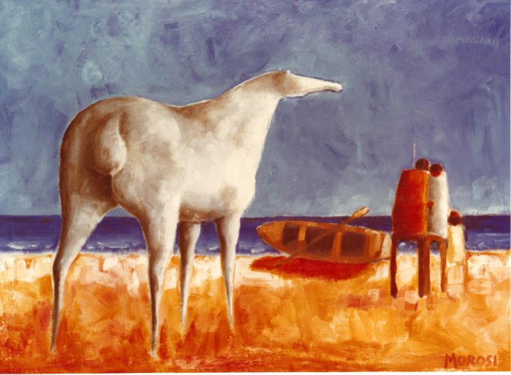 Painting titled "Cavallo Morosi" by Luciano Morosi 1930 - 1994, Original Artwork