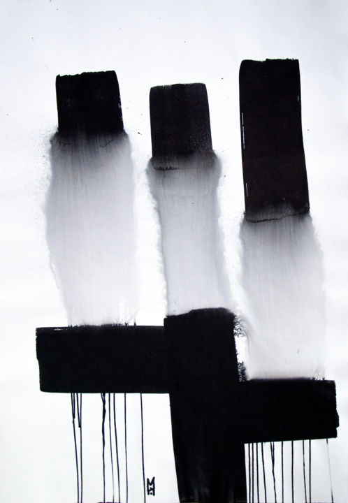 Peinture intitulée "Fukinko 1" par Moro Sphinx, Œuvre d'art originale, Encre
