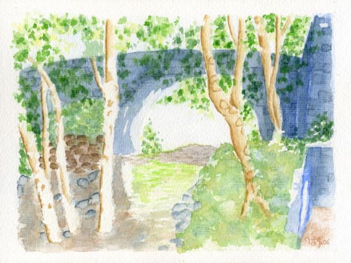 Peinture intitulée "Petit pont" par Veronique Orard, Œuvre d'art originale